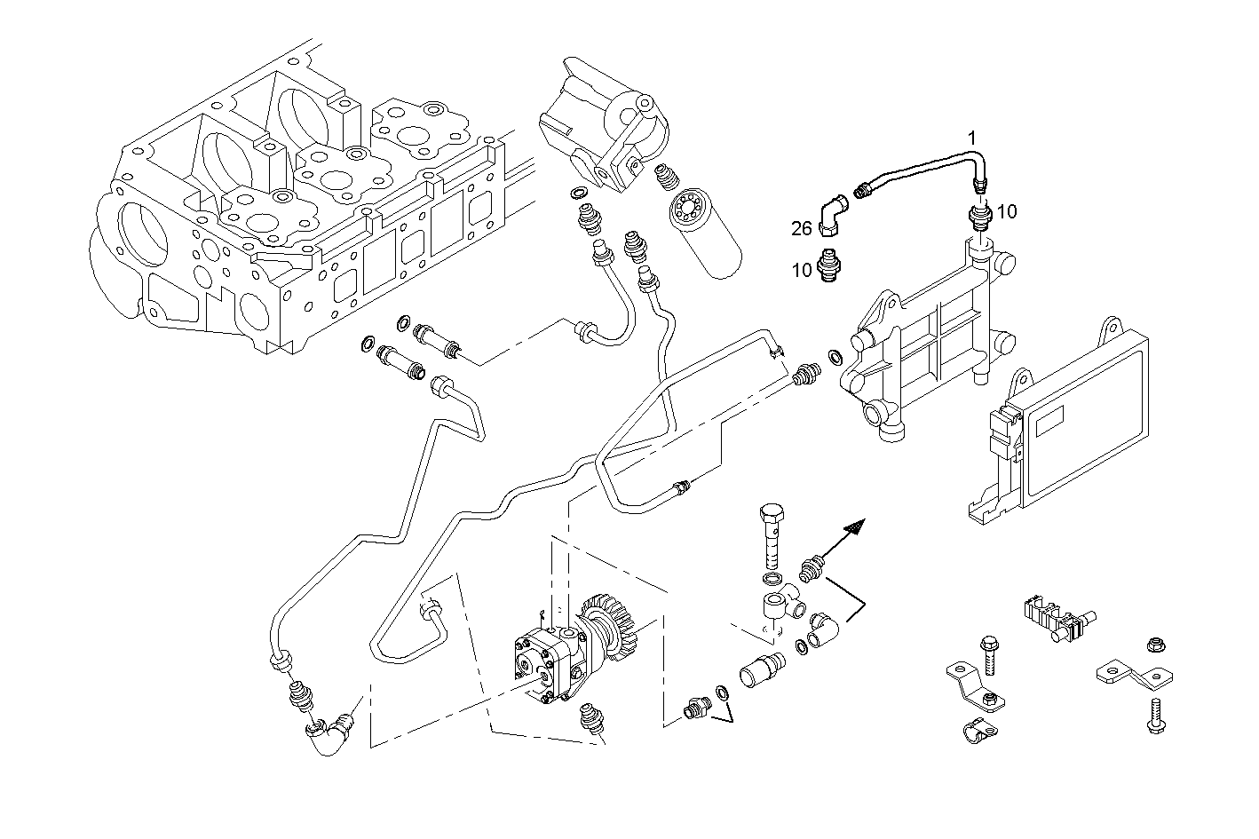 FUEL LINES - INLET TO FUEL PUMP - F2BE0681A*BC13 CURSOR 8 - EURO 3 parts diagram