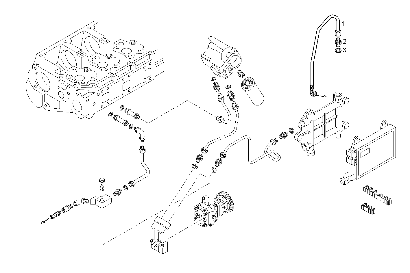 FUEL LINES - INLET TO E.C.U. - F2BE0681A*BC13 CURSOR 8 - EURO 3 parts diagram