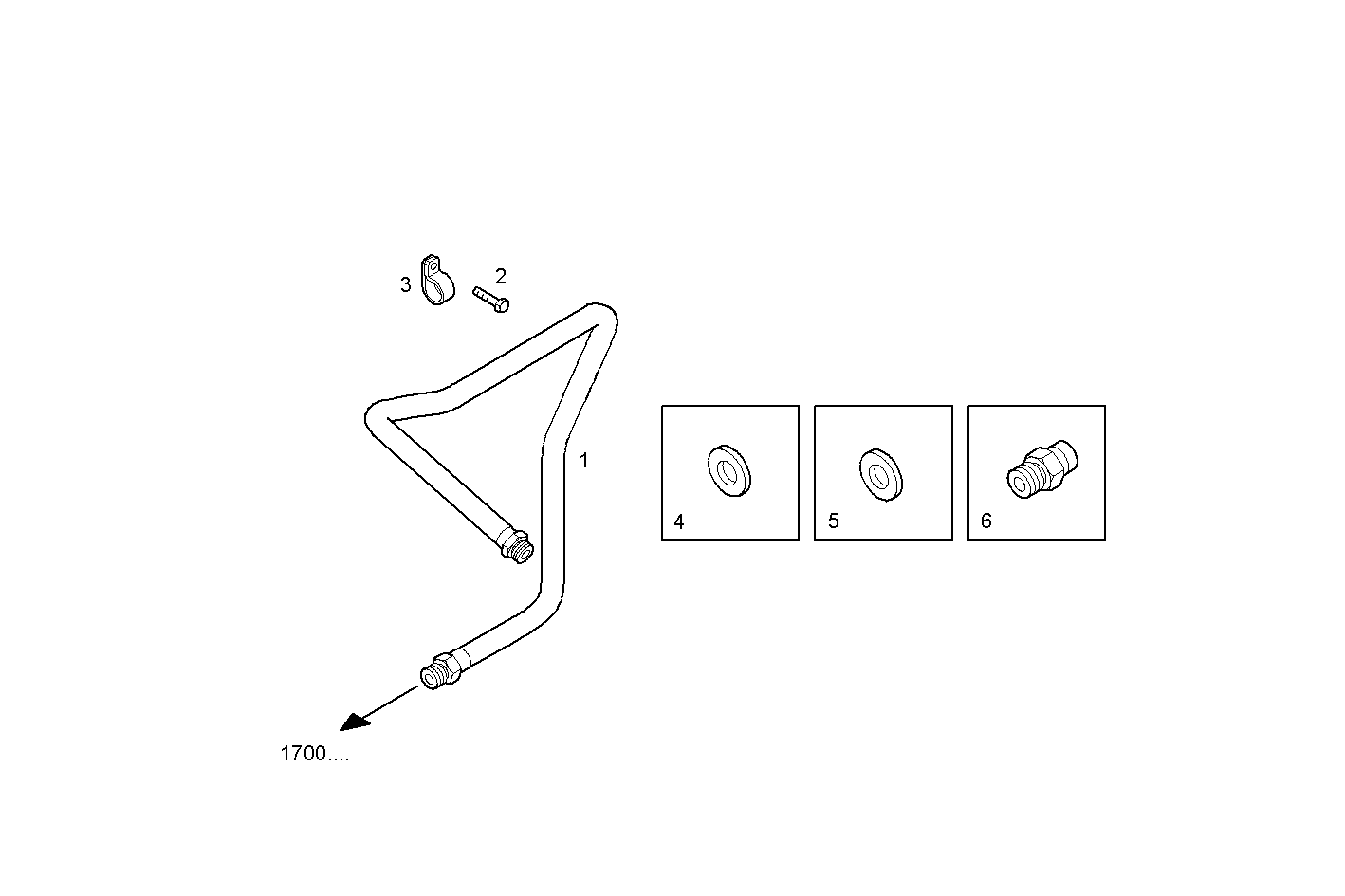 FUEL LINES - INLET TO E.C.U. - F3BE9687A*E001 CURSOR 13 - TIER 3 parts diagram
