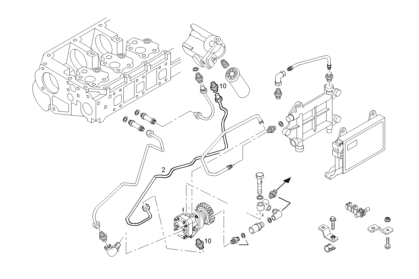 FUEL LINES -INLET TO FILTER - F2BE0681A*BC13 CURSOR 8 - EURO 3 parts diagram
