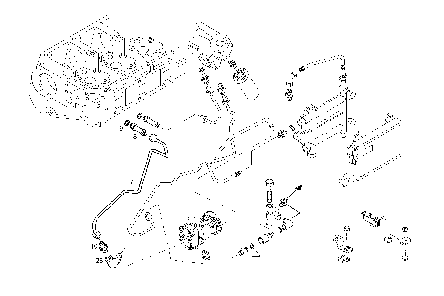 FUEL LINES - RETURN TO FUEL  PUMP - F2BE0681A*BC13 CURSOR 8 - EURO 3 parts diagram
