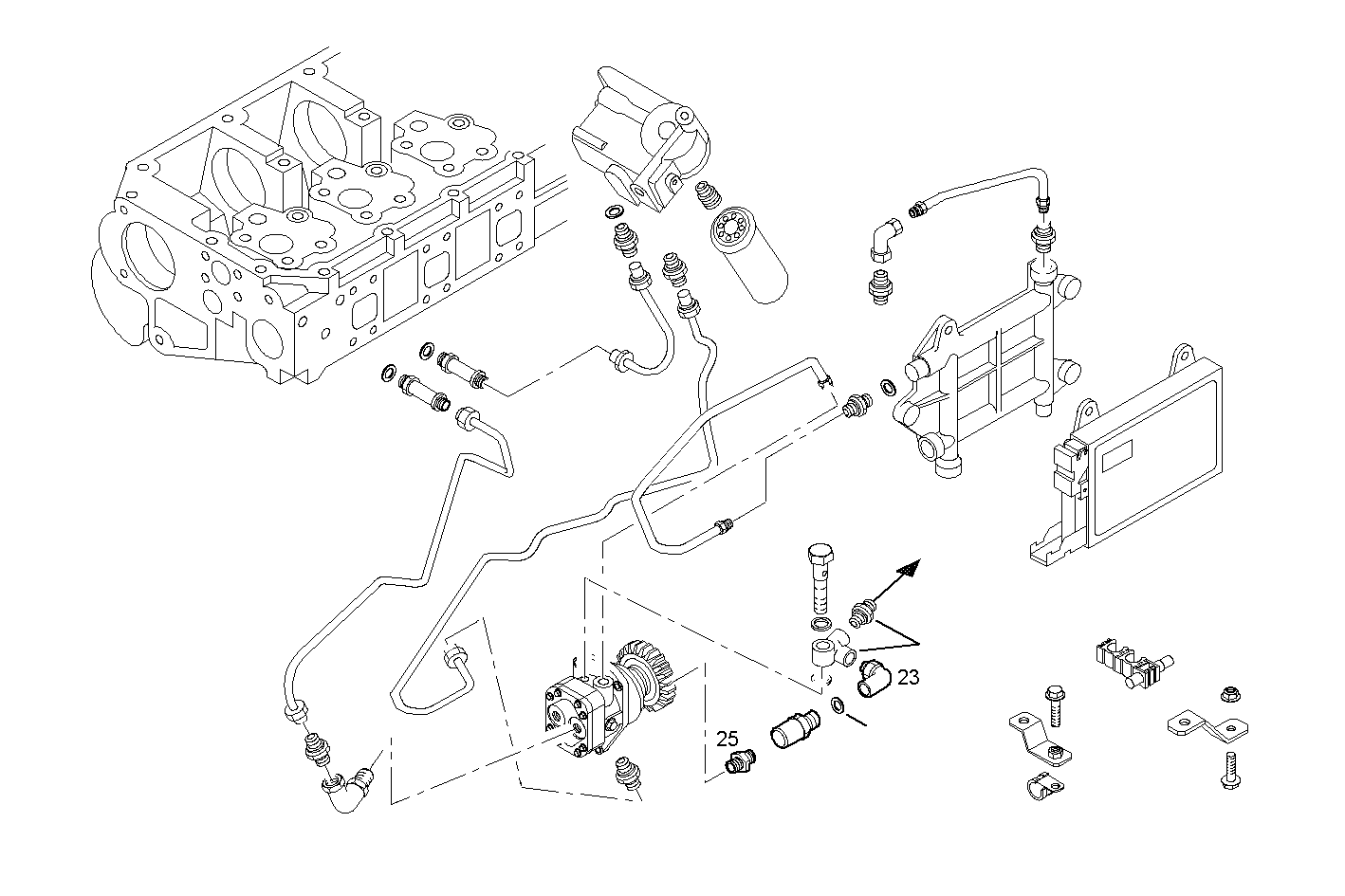 FUEL LINES - TANK RETURN PIPE - F2BE0681A*BC13 CURSOR 8 - EURO 3 parts diagram
