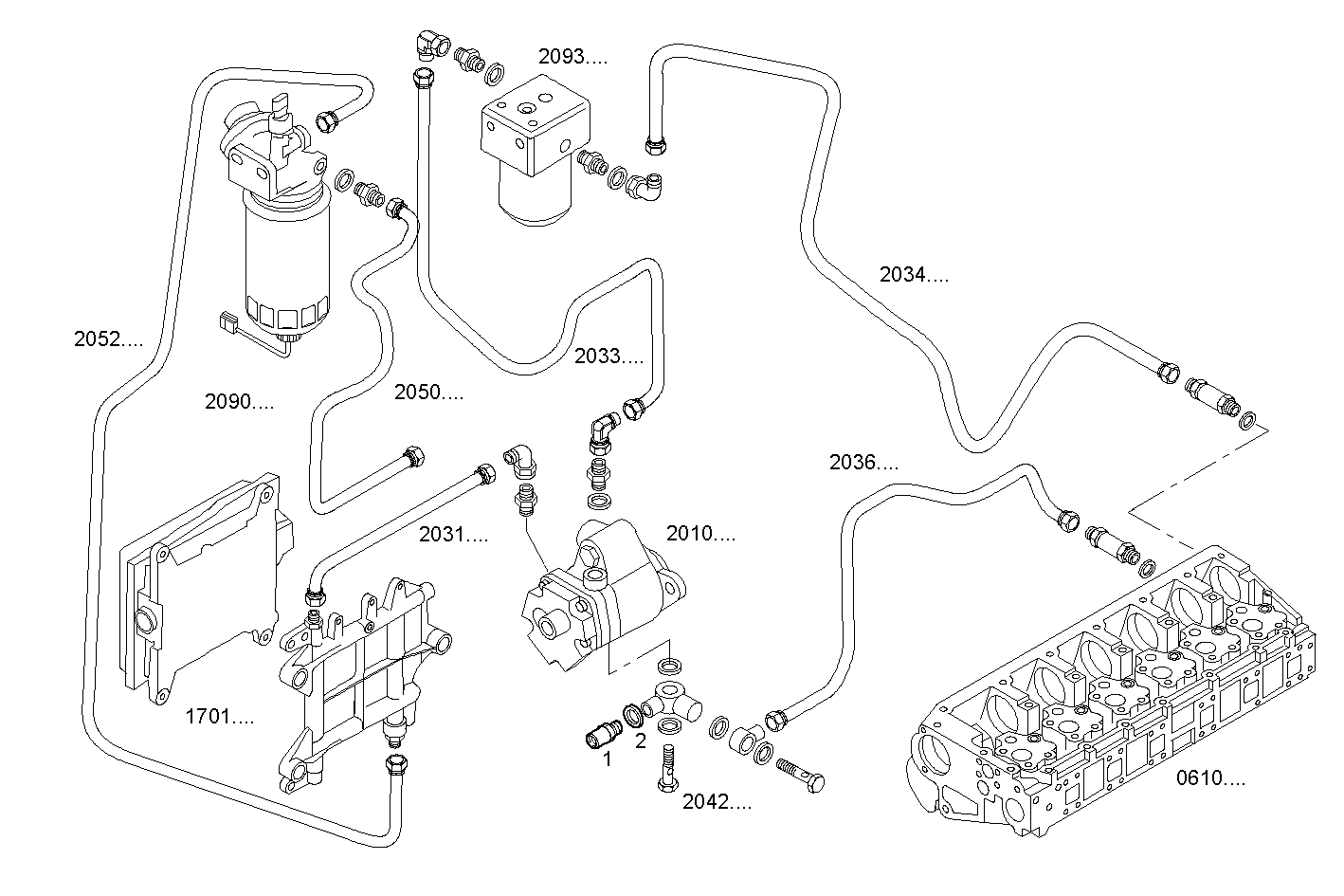 FUEL LINES - TANK RETURN PIPE - F2BE0682F*B403 CURSOR 8 - EURO 3 parts diagram