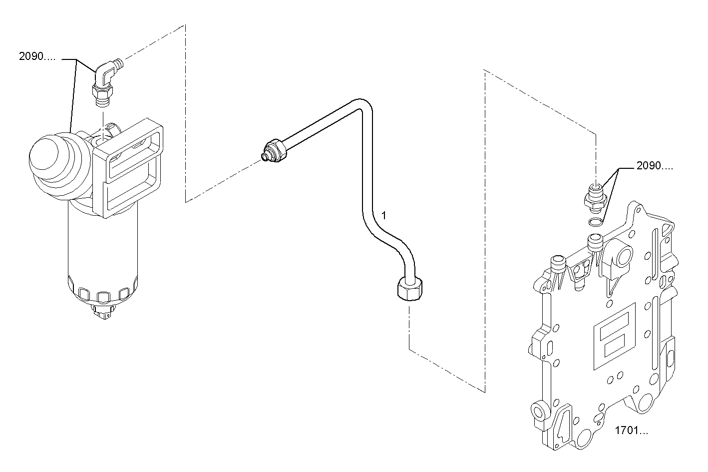 FUEL LINES - PREFILTER TO E.C.U. - GECURSOR300ED.R990 CURSOR 10 - TIER 3 parts diagram