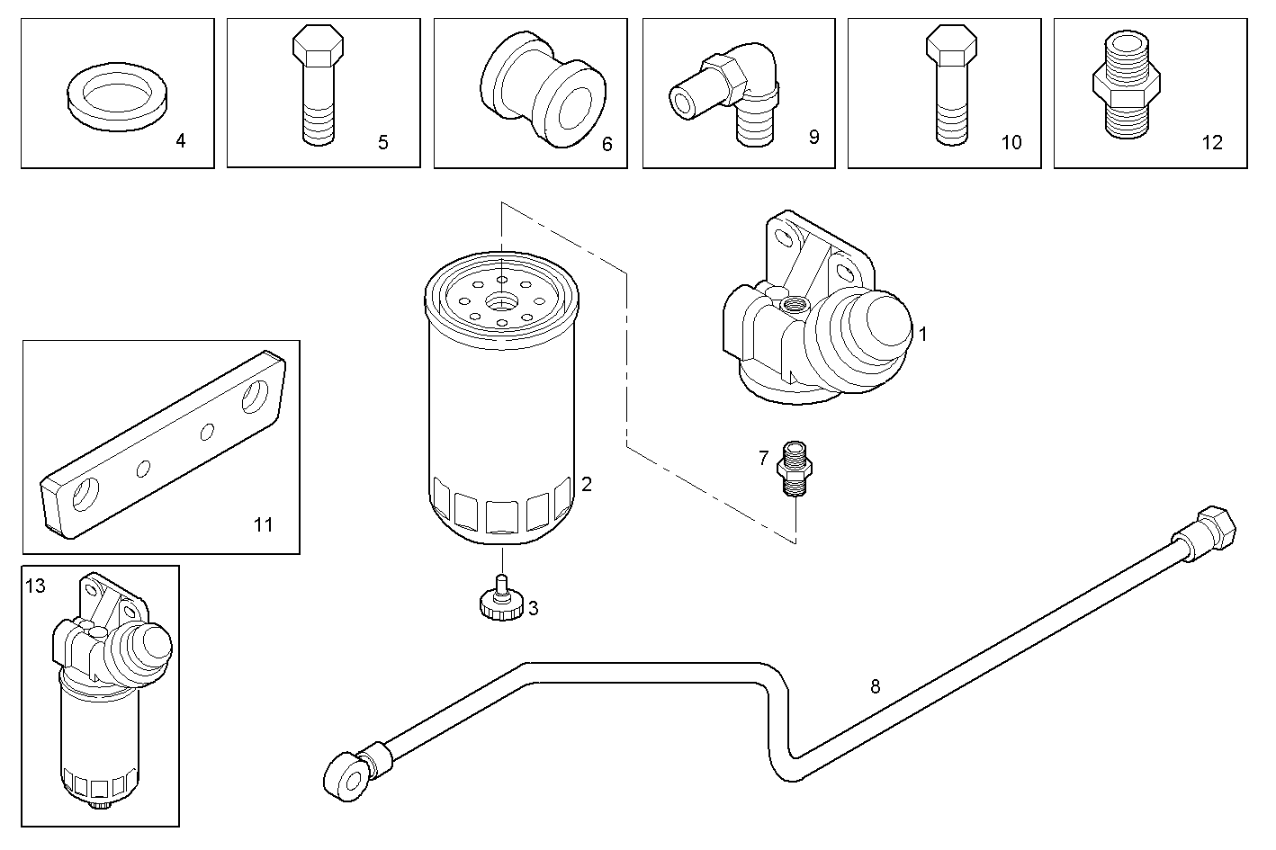 FUEL PREFILTER - NEF67TE2.X001 NEF 6 electron. - TIER 3 parts diagram