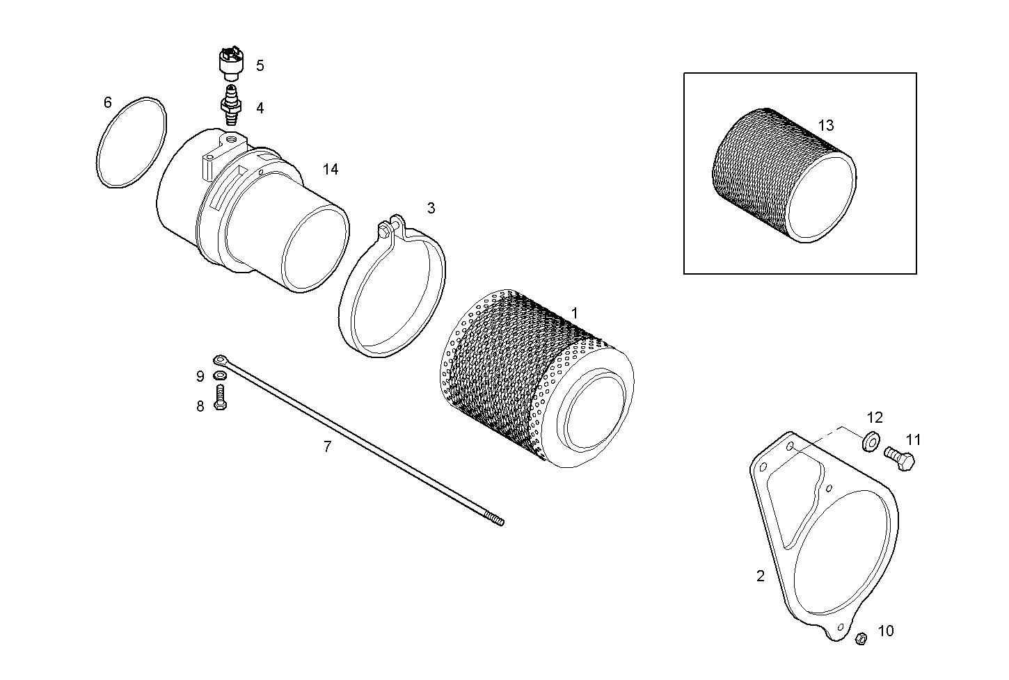 AIR CLEANER - N40ENTM25.10 NEF 4 electron. parts diagram