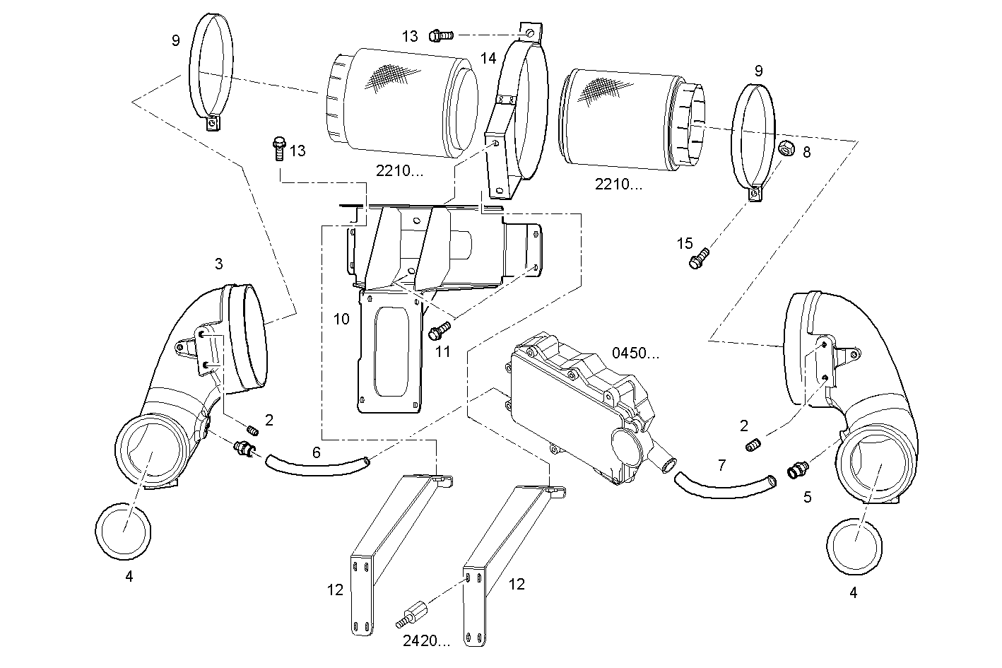 AIR CLEANER - V08ENTM12.10B210 VECTOR 8 parts diagram