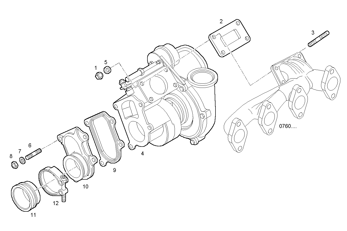 TURBOCHARGER - F4AE0481E*C102 NEF 4 electron. - EURO 3 parts diagram