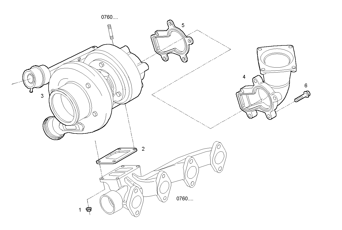 TURBOCHARGER - F4AE0684B*D103 NEF 6 electron. - TIER 2 parts diagram