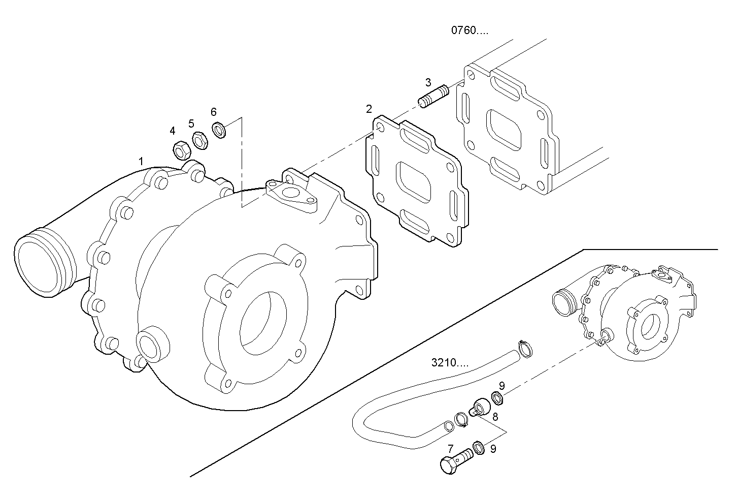 TURBOCHARGER - N67MNTM28.10 NEF 6 mechanic. parts diagram