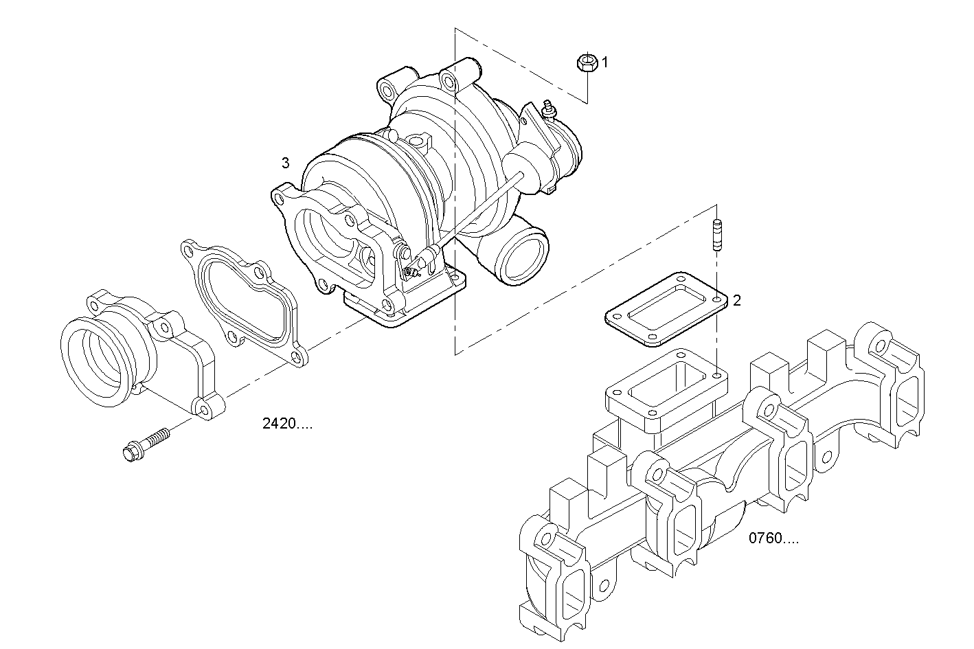 TURBOCHARGER - N45MSTD22.50A800 NEF 4 mechanic. - TIER 2 parts diagram