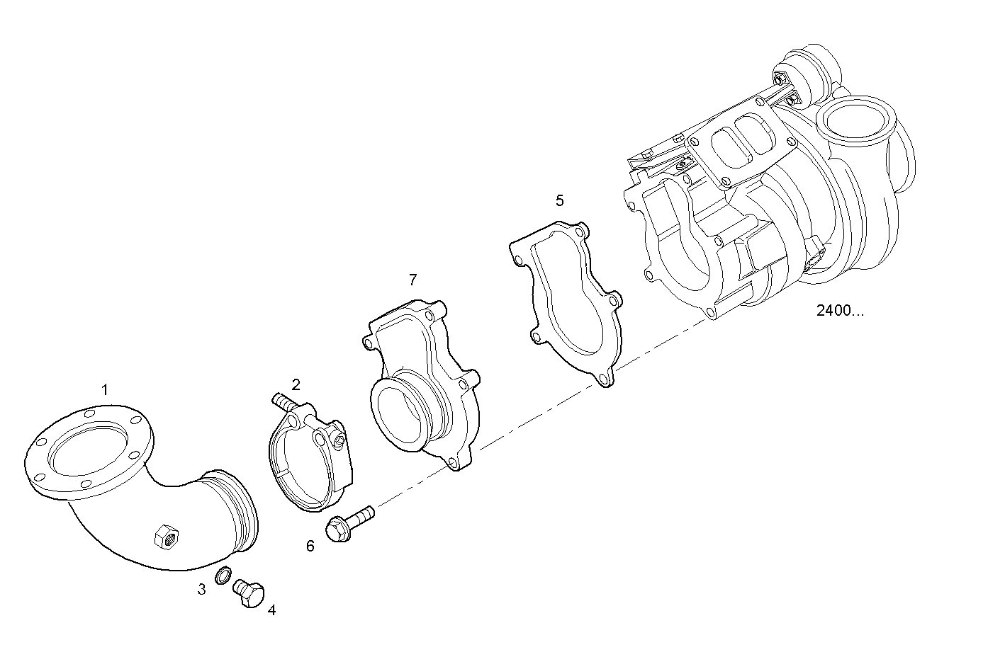 TURBOCHARGER - N60ENTE24.00A002 NEF 6 electron. - TIER 2 parts diagram