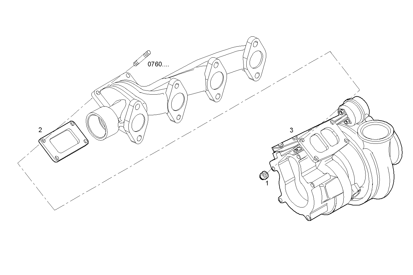 TURBOCHARGER - N60ENTD20.00A800 NEF 6 electron. - TIER 2 parts diagram