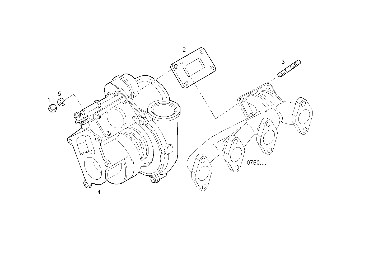 TURBOCHARGER - N40ENTD20.00A800 NEF 4 electron. - TIER 2 parts diagram