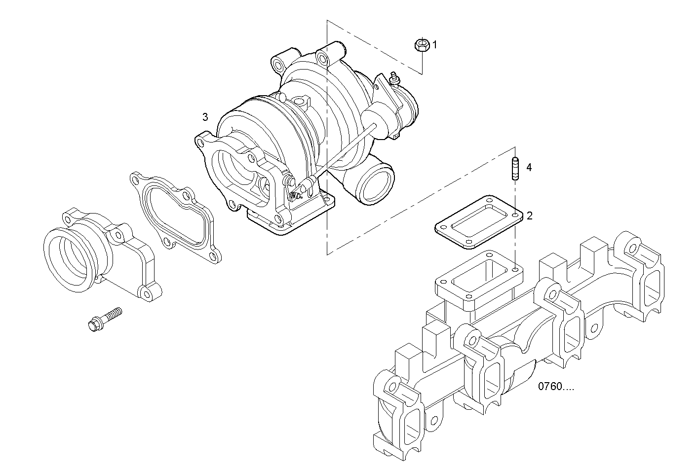 TURBOCHARGER - GENEF100M.A002 NEF 4 mechanic. parts diagram