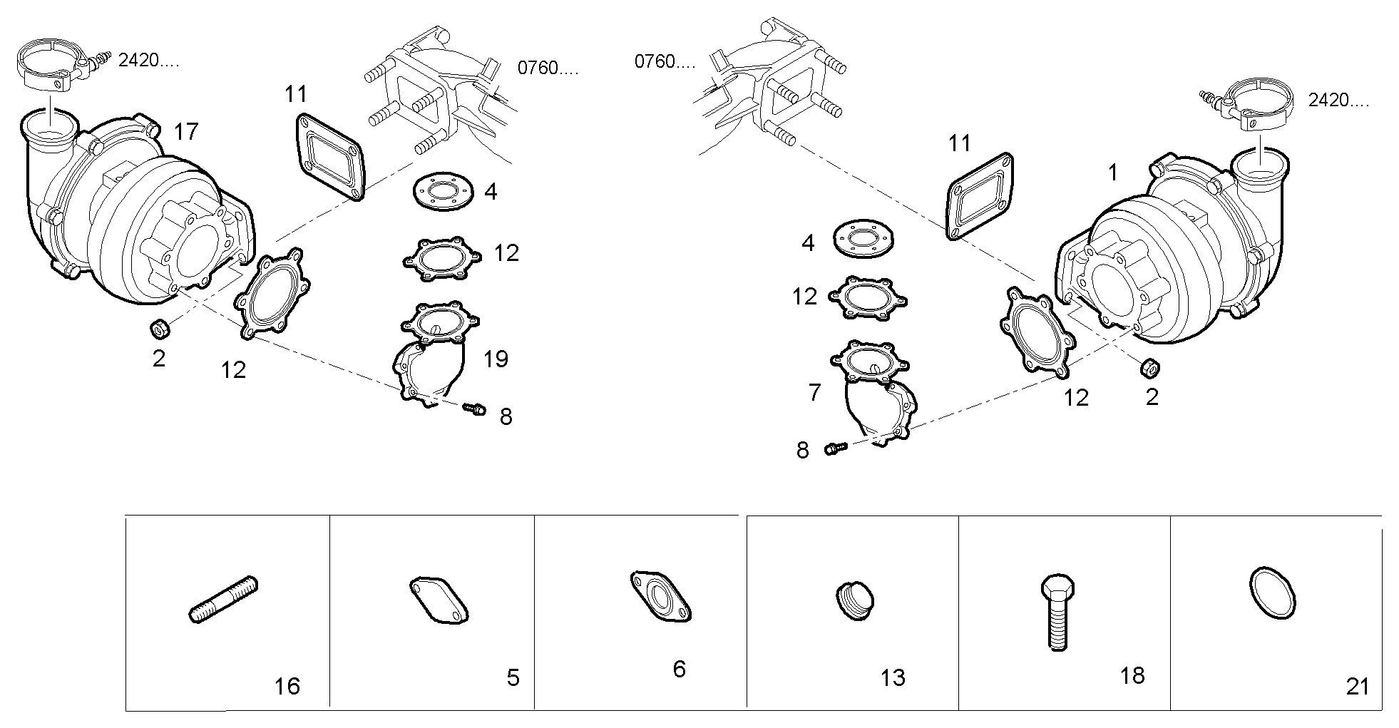 TURBOCHARGER - VECTOR8TE2.A001 VECTOR 8 parts diagram