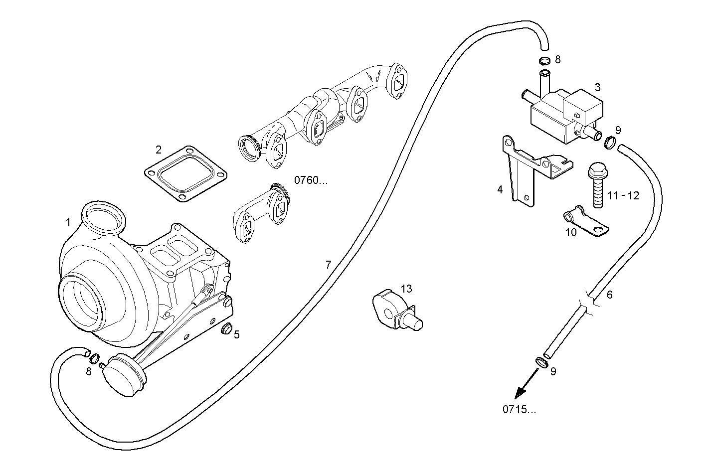 TURBOCHARGER - N60MNTG26.00A002 NEF 6 CNG parts diagram