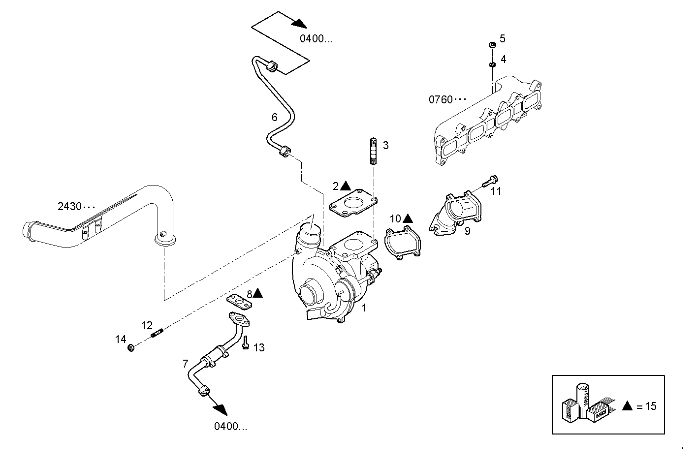 TURBOCHARGER - F1CE0481B*A001 SOFIM HPI 3.0L - EURO 3 parts diagram