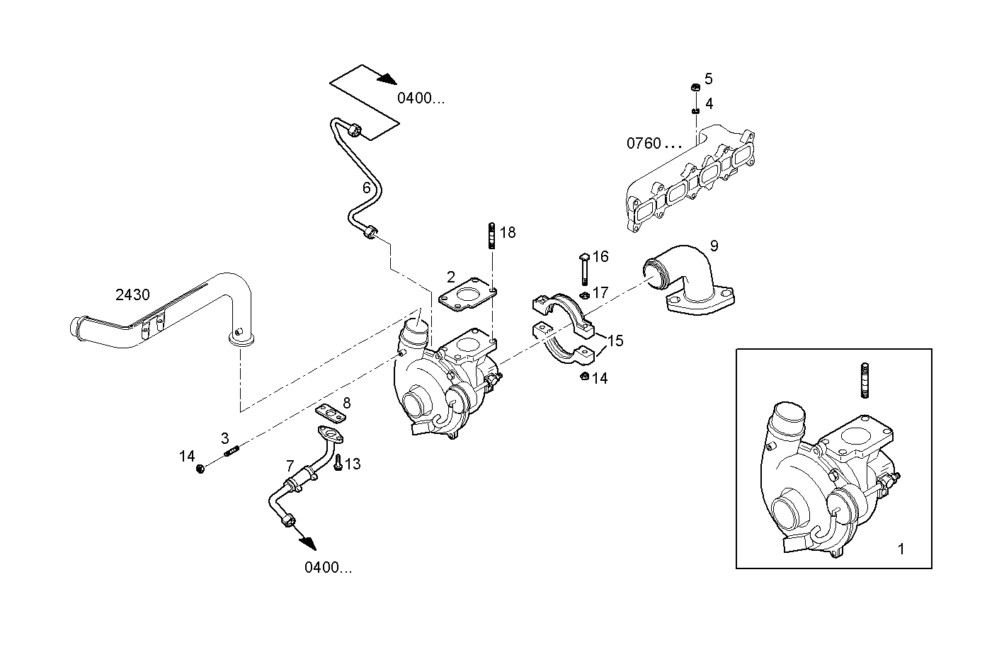 TURBOCHARGER - F1CE0481B*A001 SOFIM HPI 3.0L - EURO 3 parts diagram