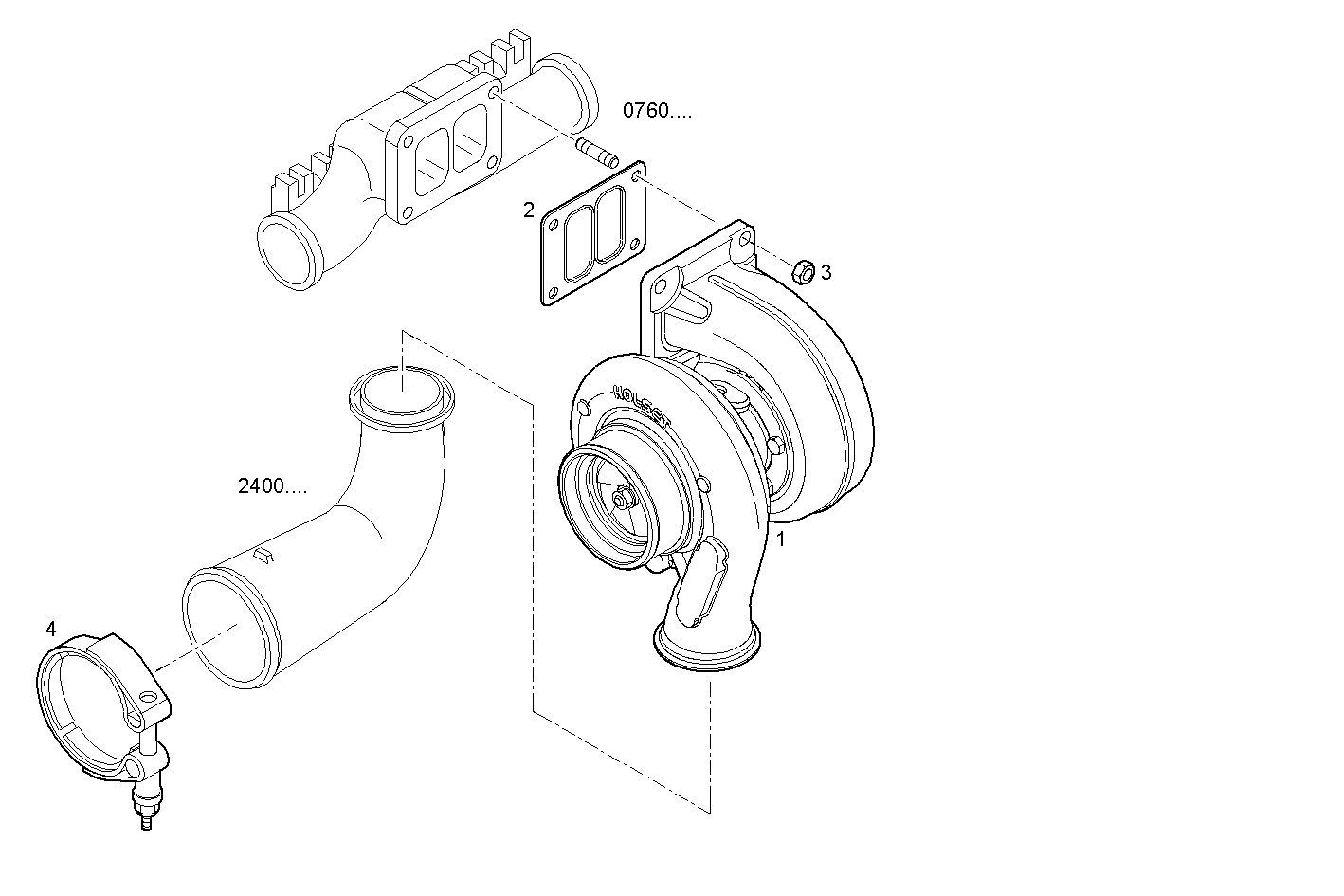 TURBOCHARGER - F2CE9687C*E001 CURSOR 9 - TIER 3 parts diagram
