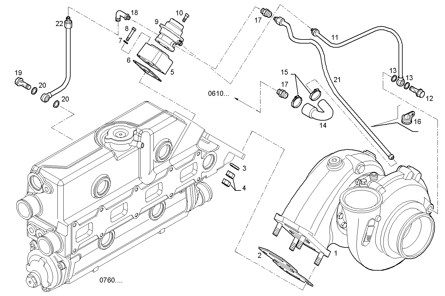 TURBOCHARGER - S30ENTM23.10 SOFIM HPI 3.0L parts diagram