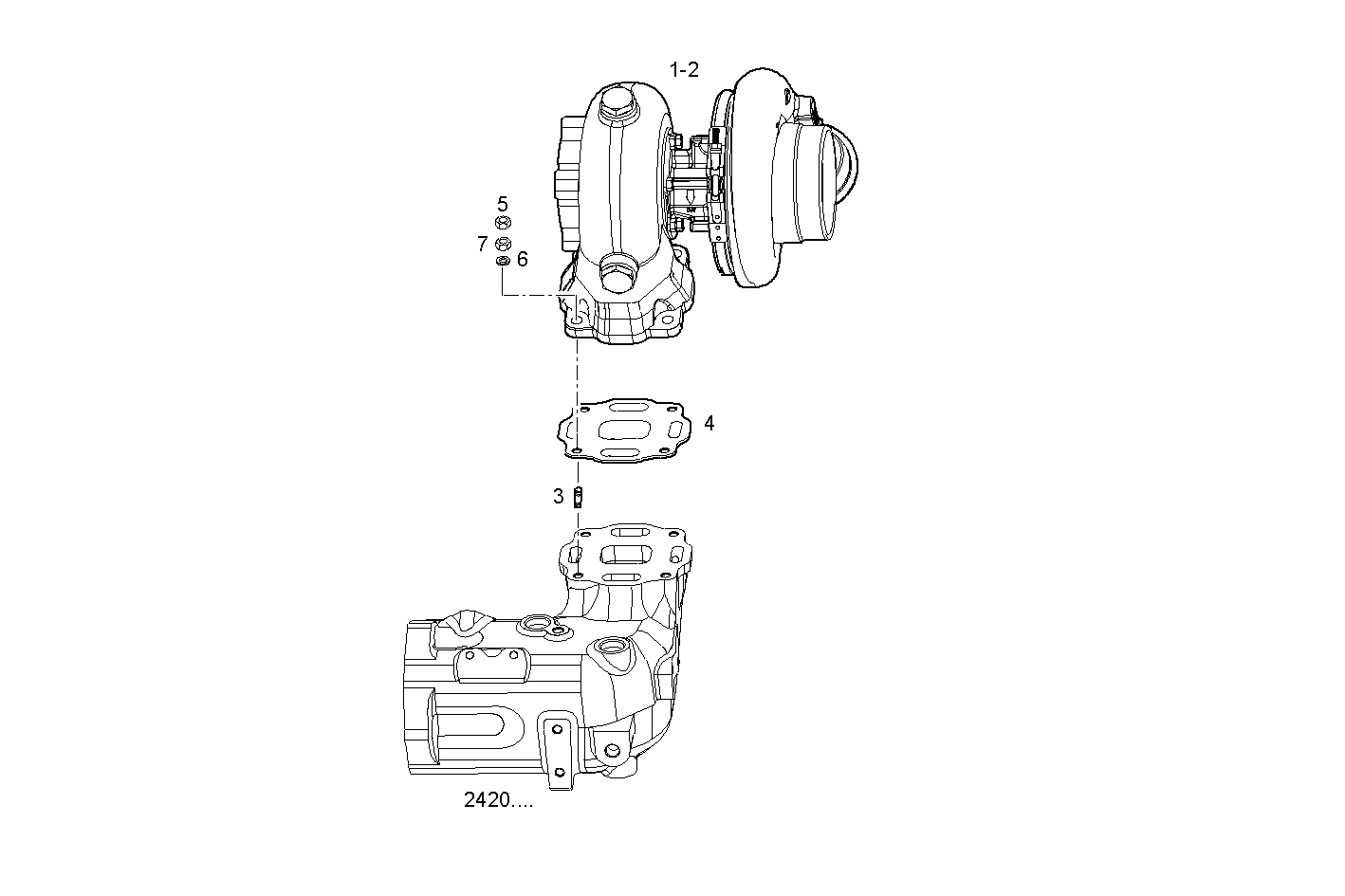 TURBOCHARGER - V08ENTM12.10B210 VECTOR 8 parts diagram
