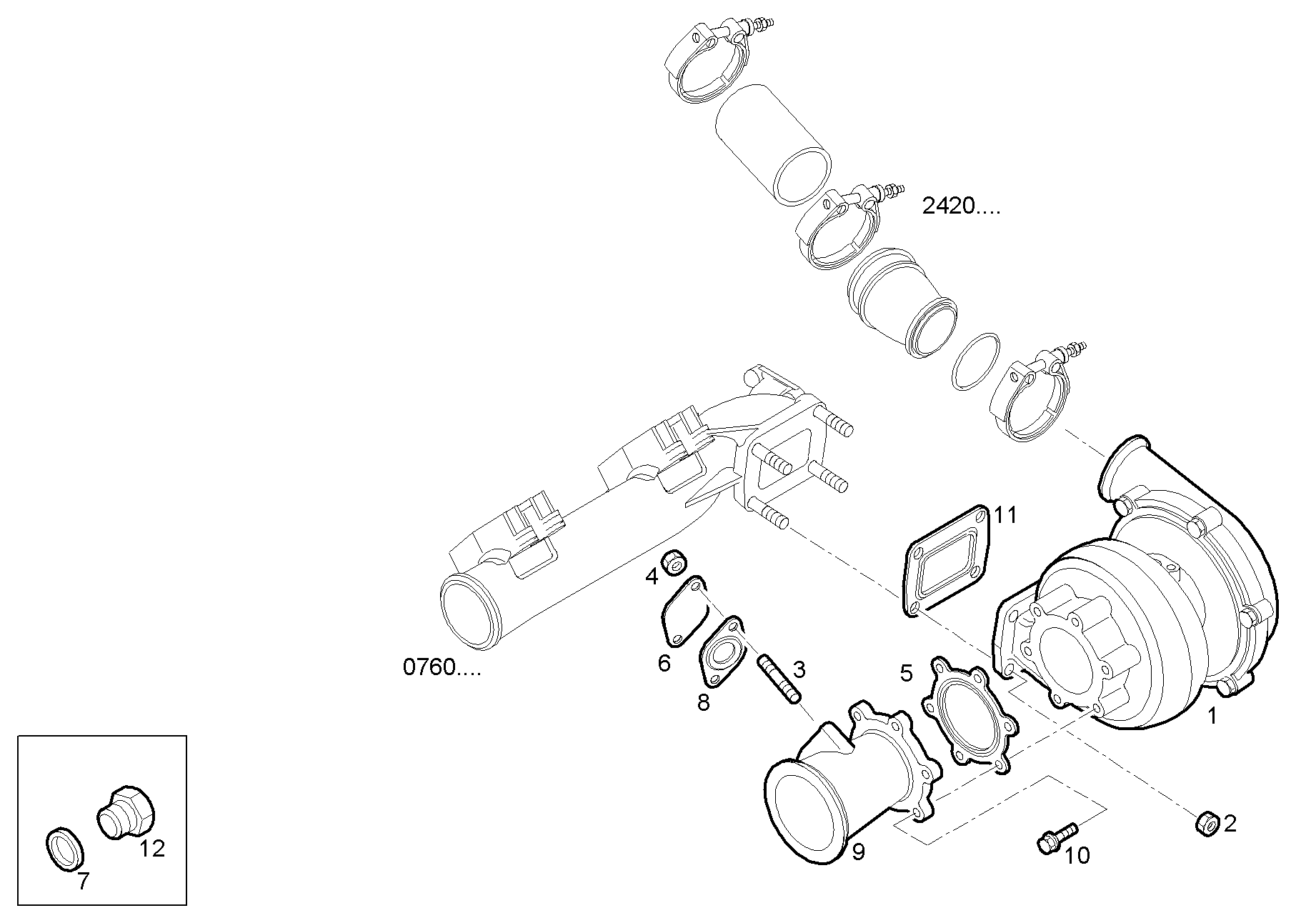 TURBOCHARGER - FVAE2884AB200 VECTOR 8 parts diagram