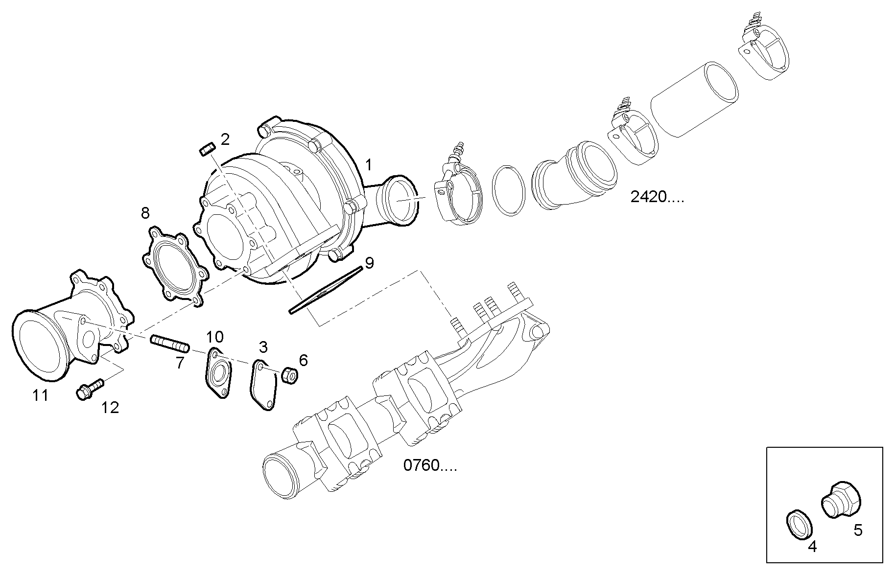 TURBOCHARGER - FVAE2884AB200 VECTOR 8 parts diagram