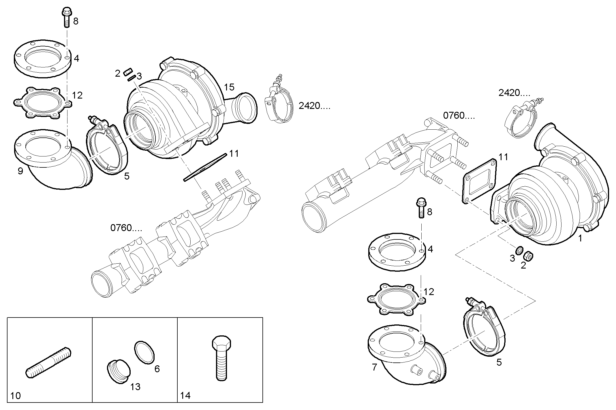 TURBOCHARGER - FVAE2884AB201 VECTOR 8 parts diagram