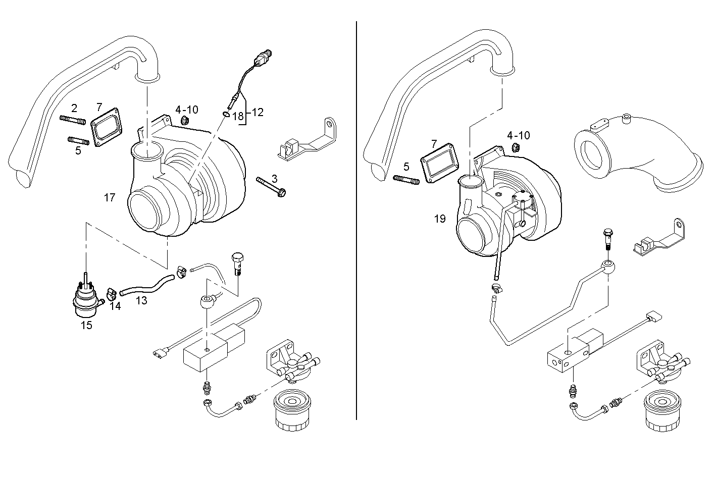 TURBOCHARGER - C78ENTC25.00A003 CURSOR 8 - EURO 3 parts diagram