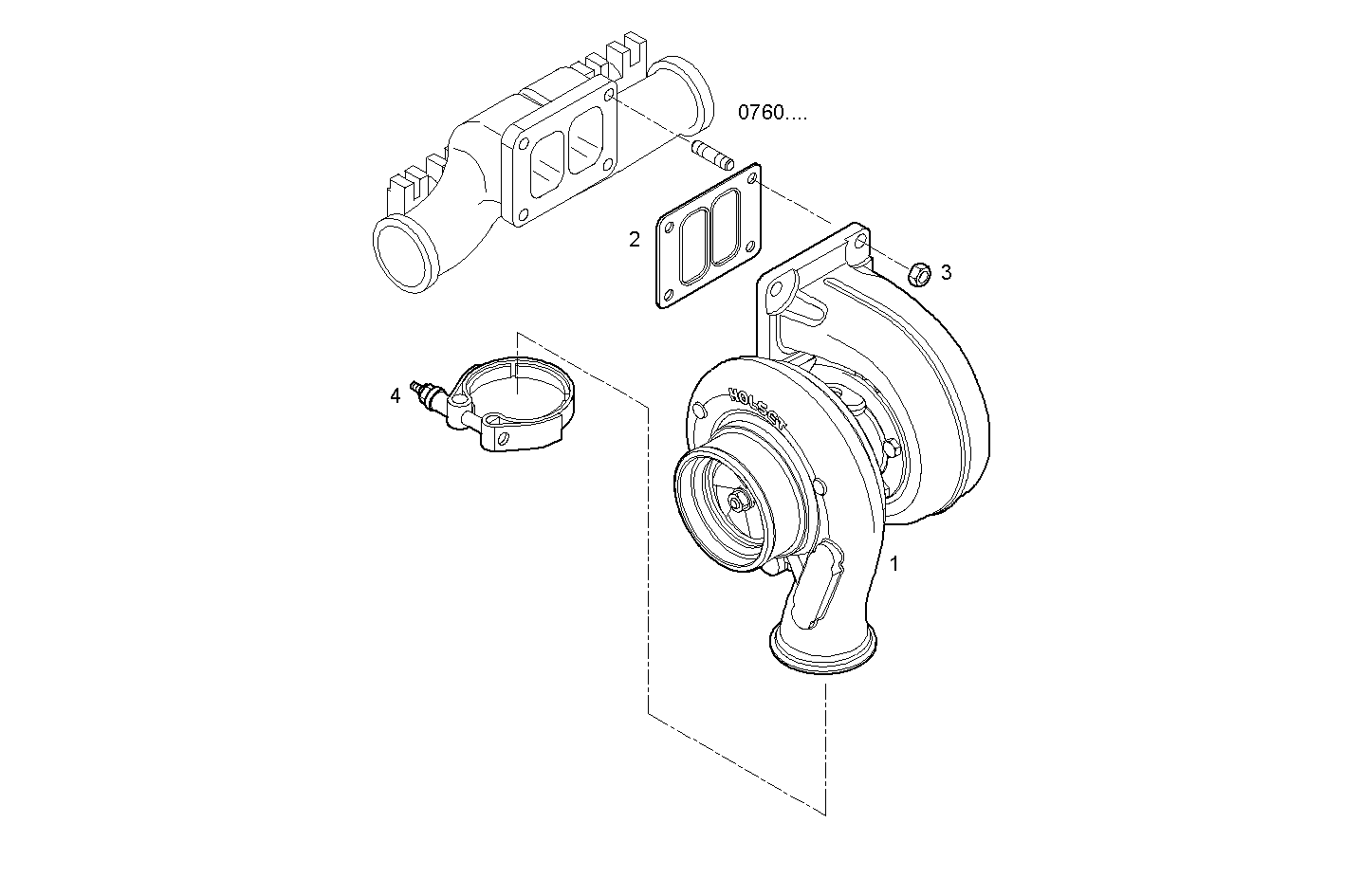 TURBOCHARGER - CURSOR87TE1D.R991 CURSOR 9 - TIER 3 parts diagram