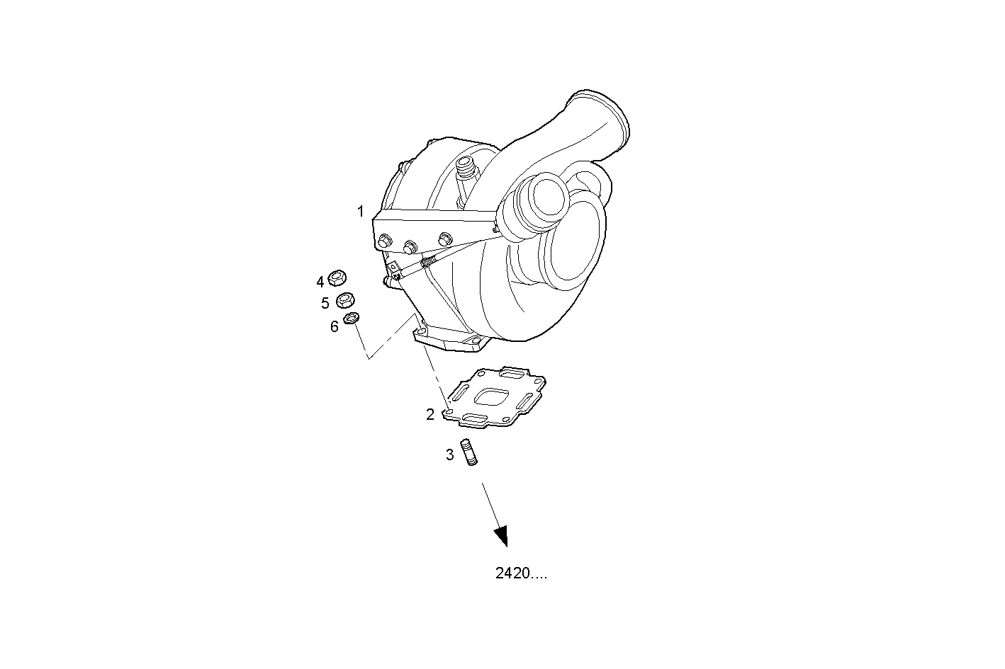 TURBOCHARGER - N67ENTM45.10 NEF 6 electron. parts diagram