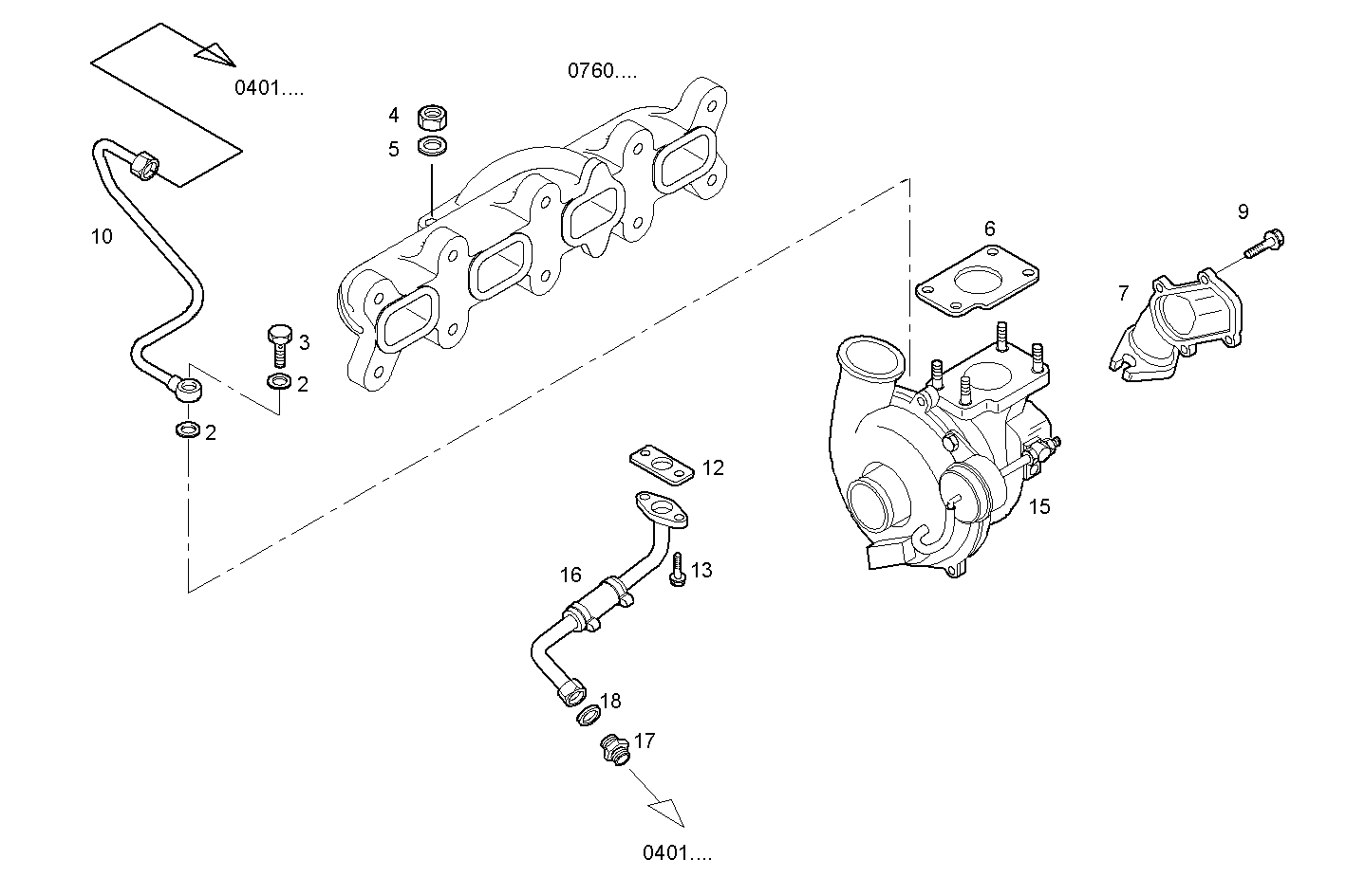 TURBOCHARGER - F1AE0481G*A001 SOFIM HPI 2.3L - EURO 4 parts diagram