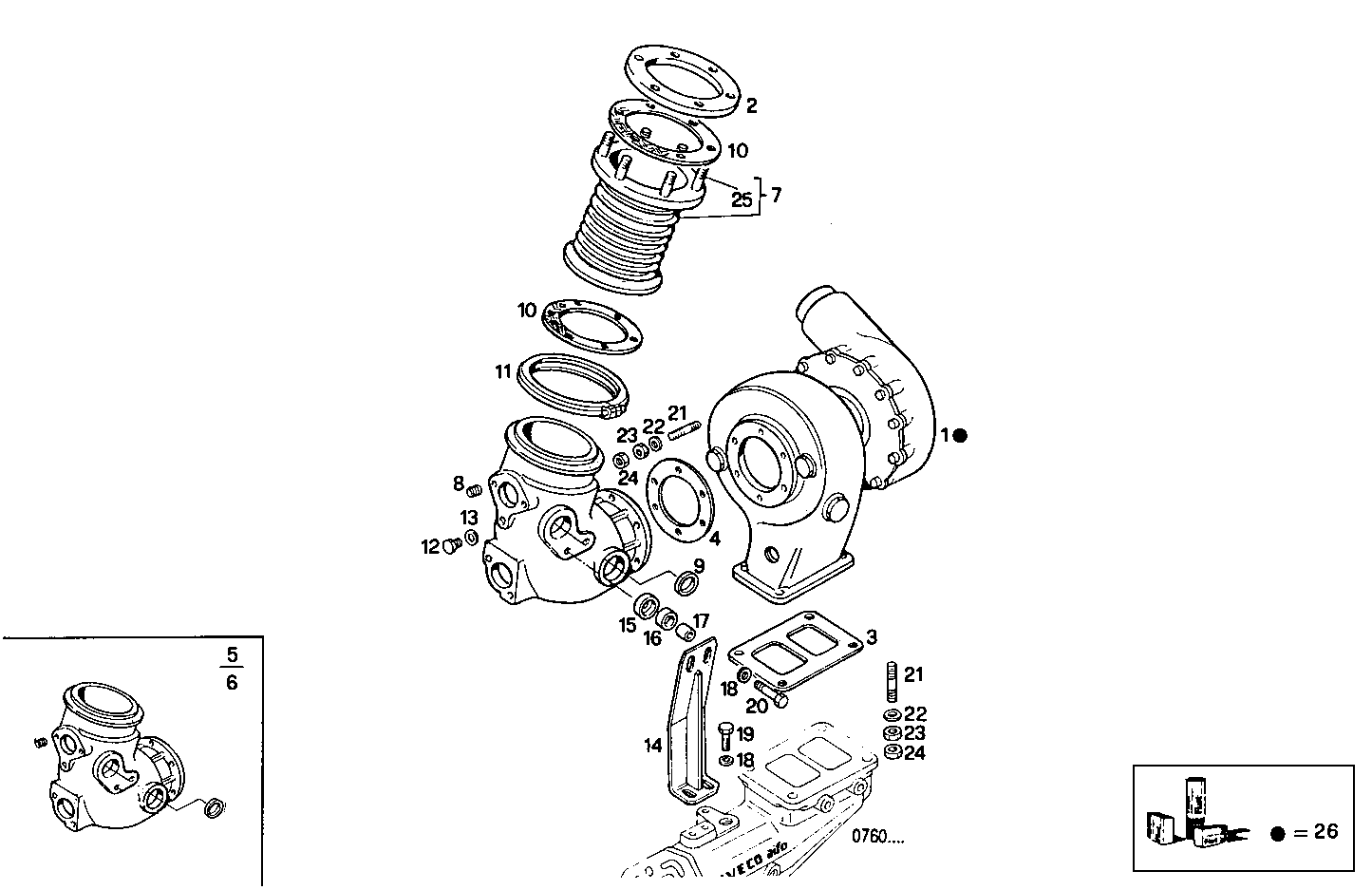TURBOCHARGER - 8291SRM75.10 8291SRM75 parts diagram