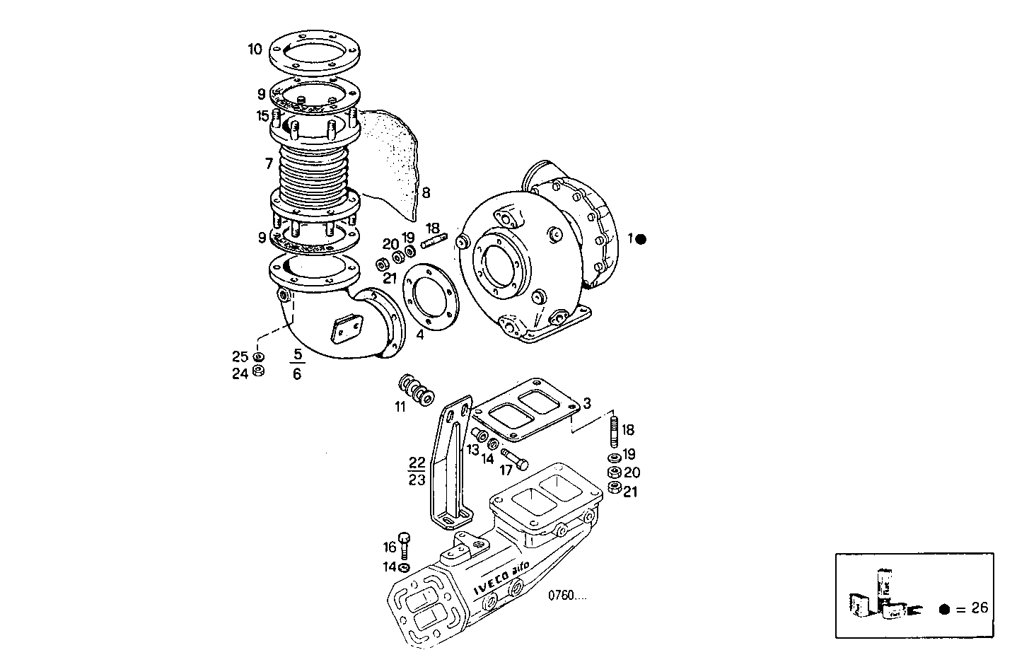 TURBOCHARGER - 8291SRM75.32A005 8291SRM75 parts diagram