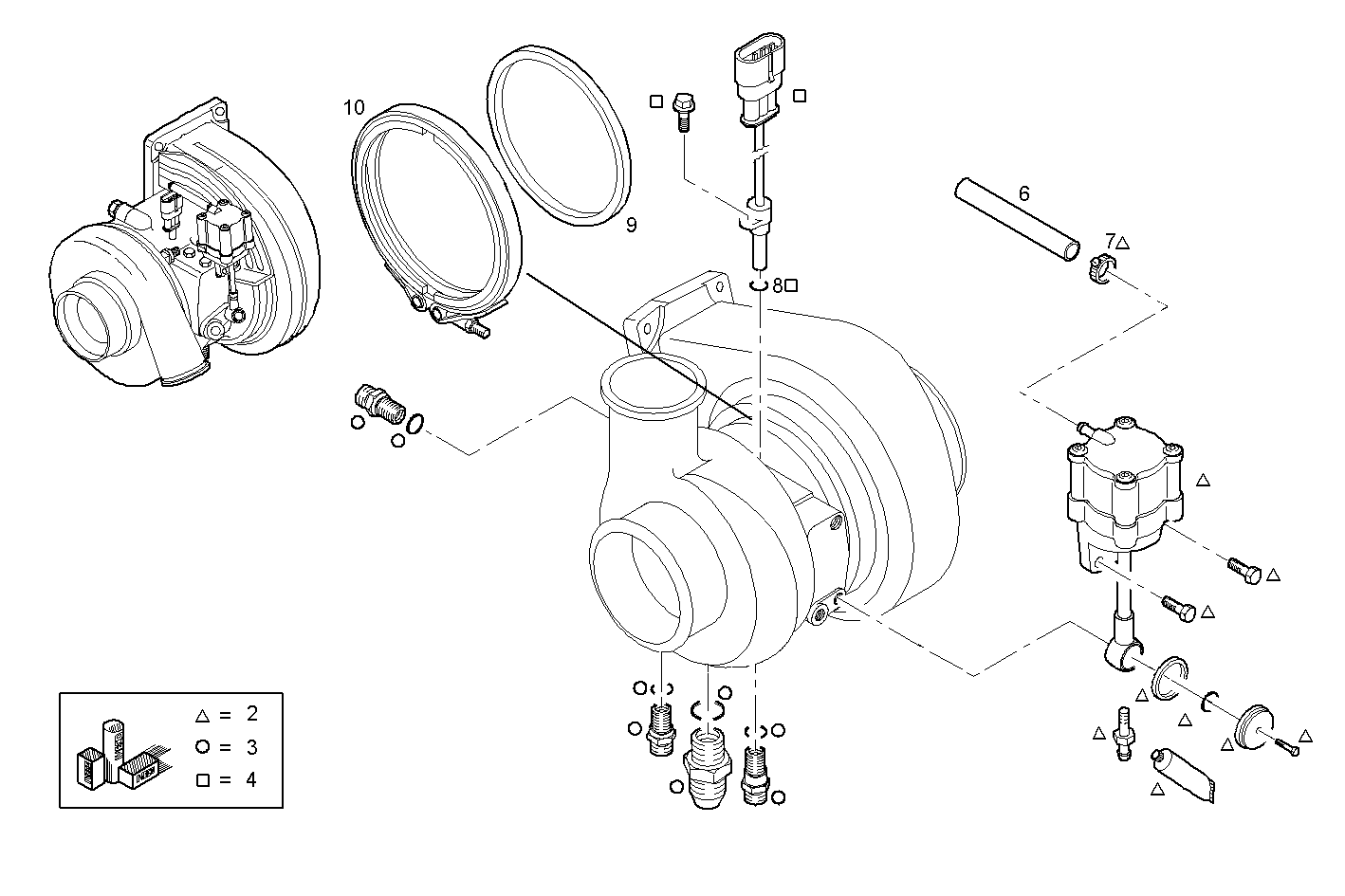 TURBOCHARGER - F3BE0681M*B722 CURSOR 13 - EURO 3 parts diagram