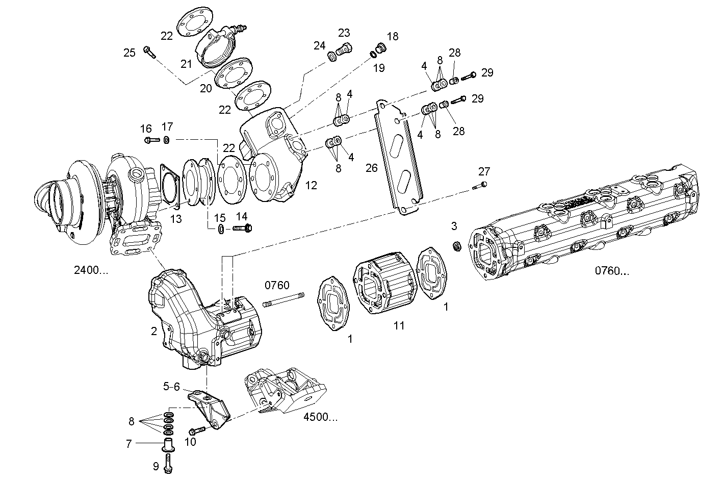 SUPERCHARGING LINES - V08ENTM75.10B210 VECTOR 8 parts diagram