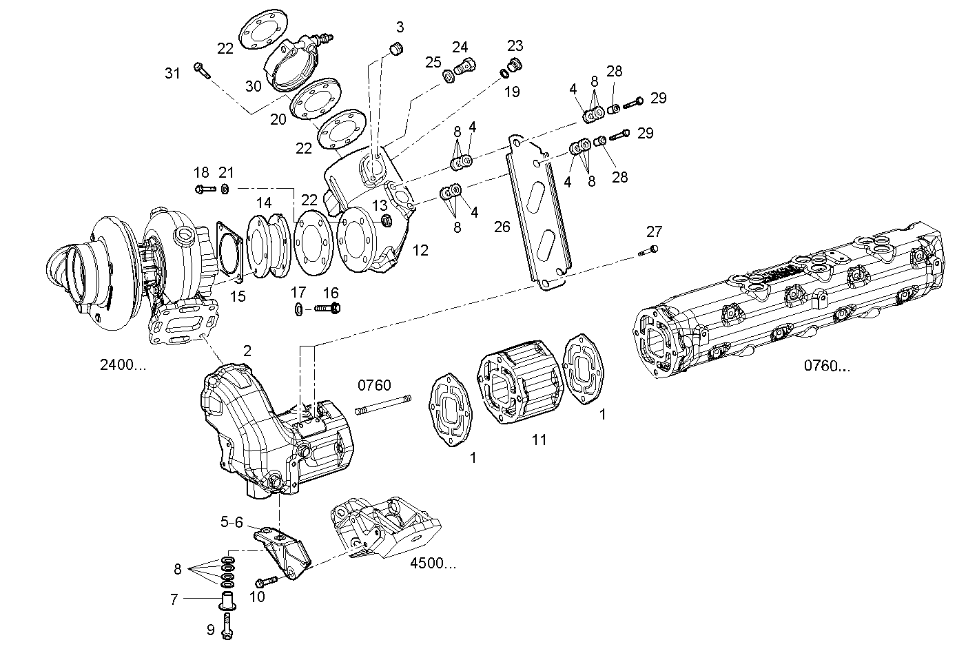 SUPERCHARGING LINES - V08ENTM11.10R210 VECTOR 8 parts diagram