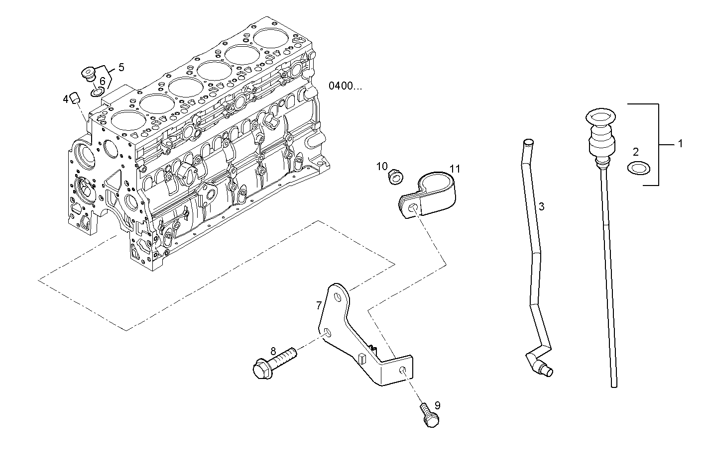 OIL DIPSTICK & FILLER PIPE - F4BE0641A*G103 NEF 6 CNG parts diagram