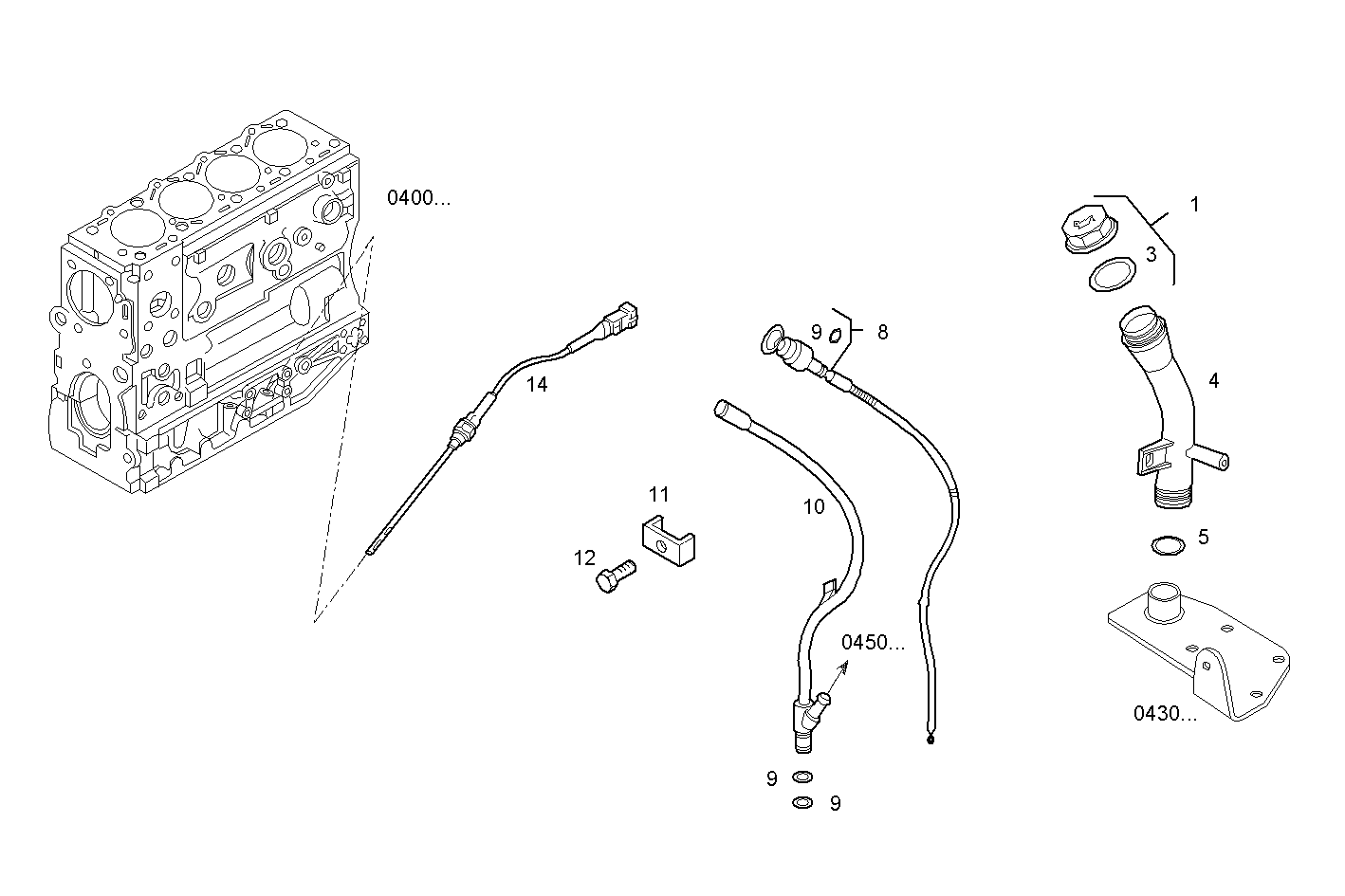 OIL DIPSTICK & FILLER PIPE parts diagram