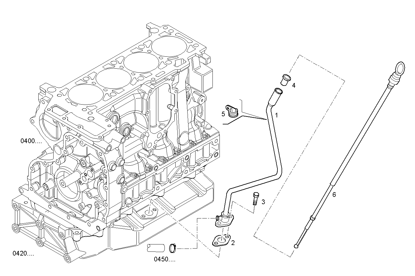 OIL DIPSTICK & FILLER PIPE - S30ENTM23.10 SOFIM HPI 3.0L parts diagram