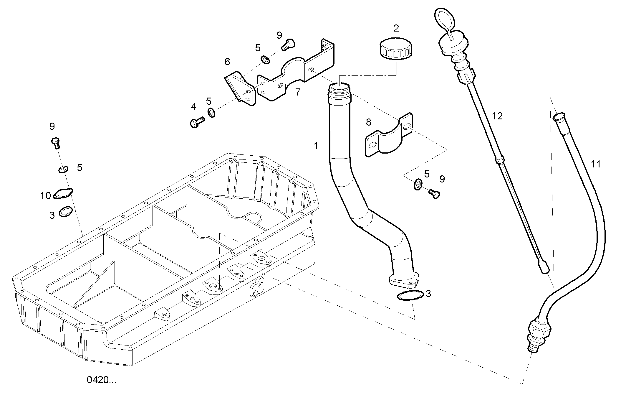 OIL DIPSTICK & FILLER PIPE - FVAE2884AB201 VECTOR 8 parts diagram