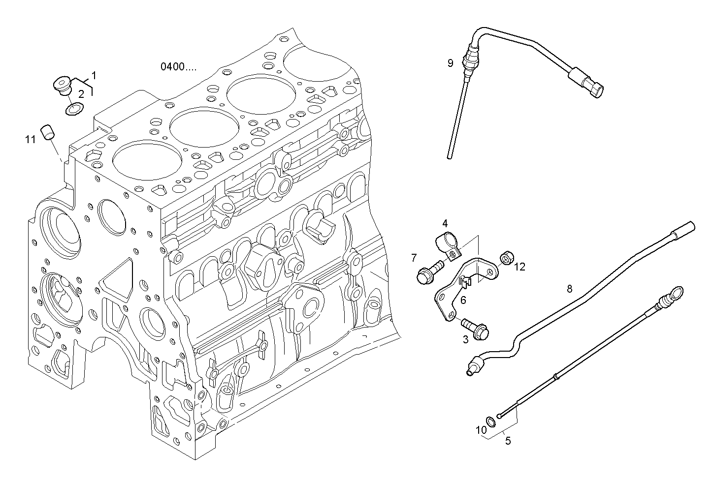 OIL DIPSTICK & FILLER PIPE - F4AE0484C*D102 NEF 4 electron. - TIER 2 parts diagram