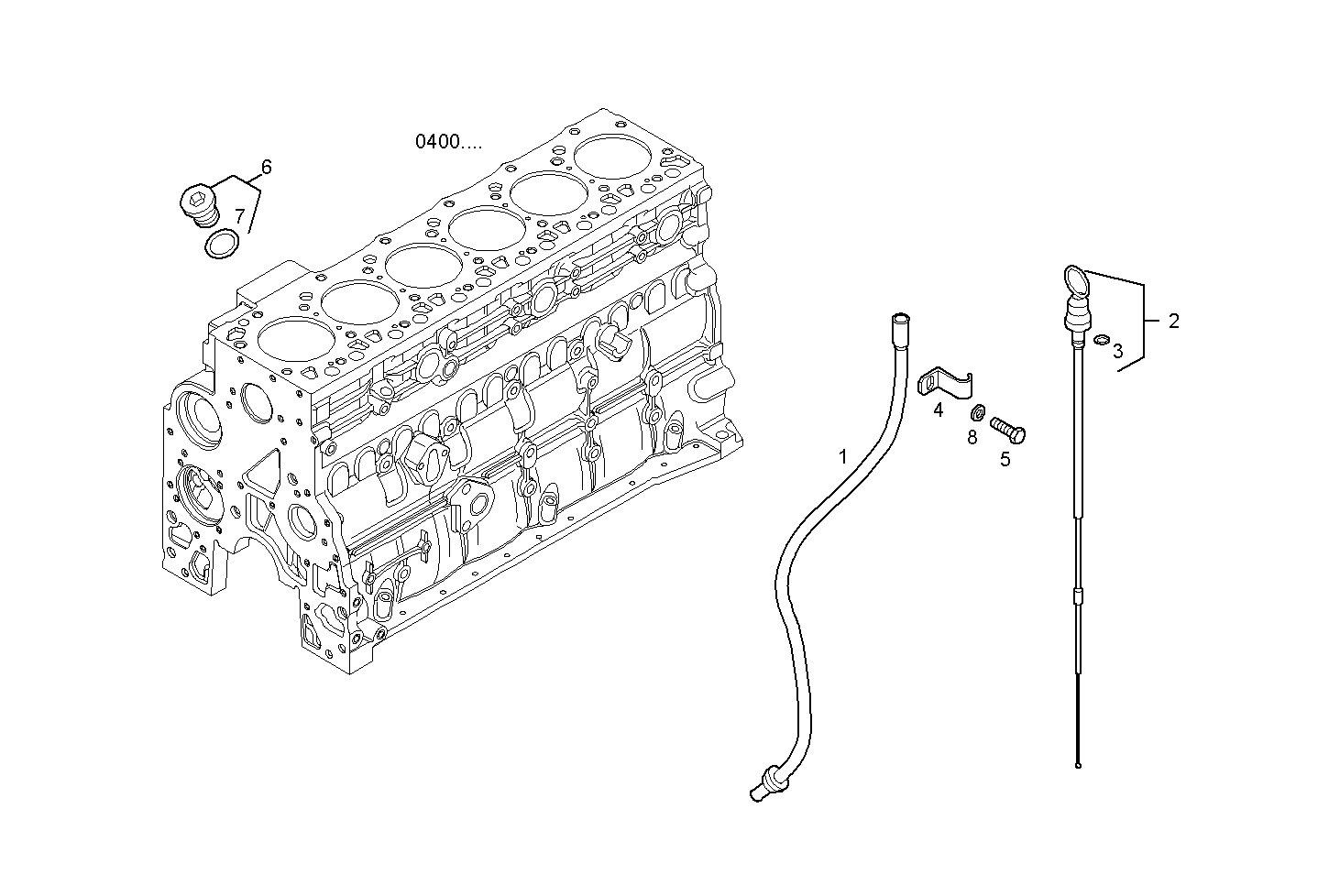 OIL DIPSTICK & FILLER PIPE - N67ENTM45.10 NEF 6 electron. parts diagram
