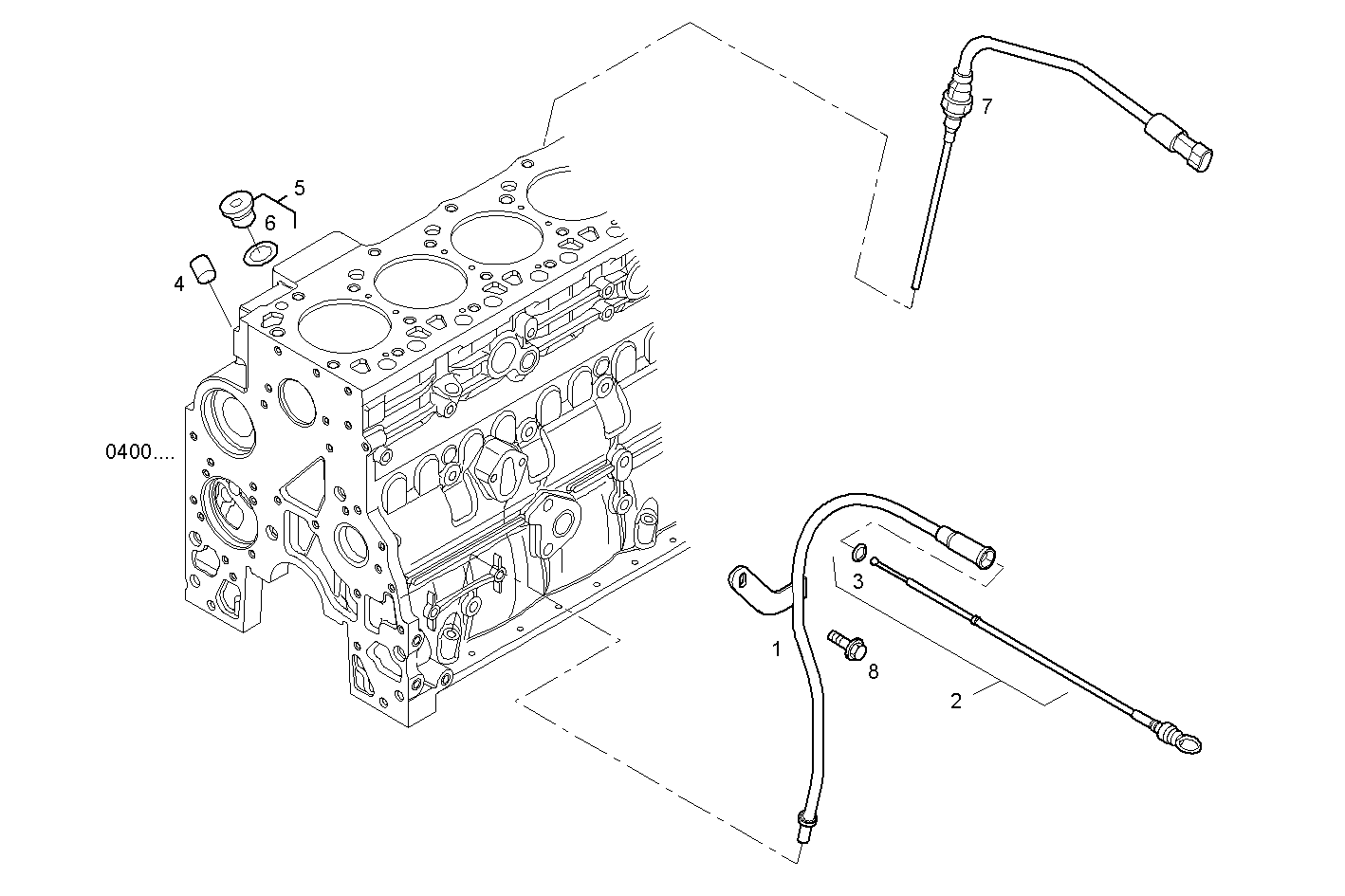 OIL DIPSTICK & FILLER PIPE - F4AE3481D*P103 NEF 4 electron. - EURO 4 parts diagram
