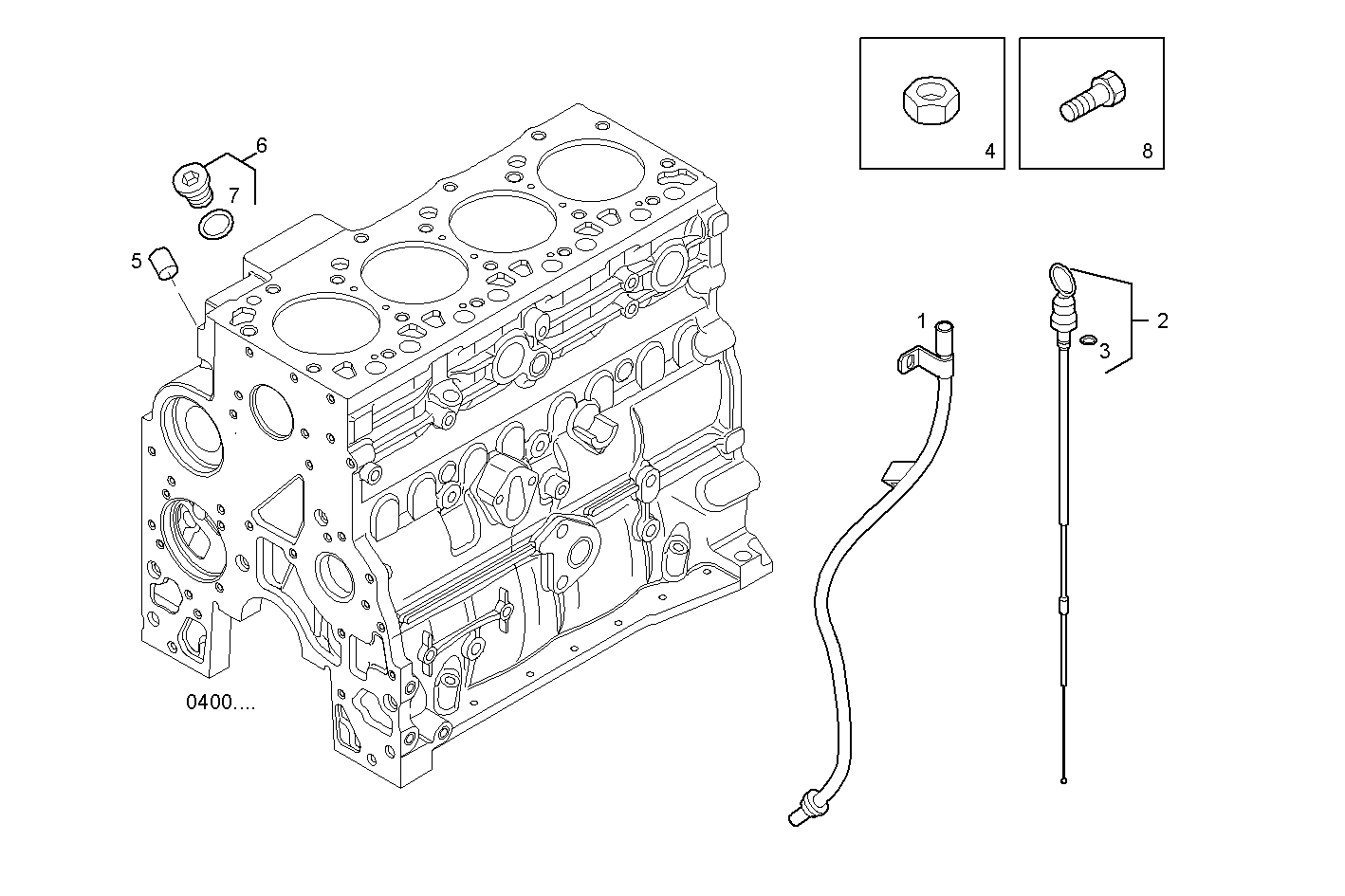 OIL DIPSTICK & FILLER PIPE - N40ENT426.00A001 NEF 4 electron. - EURO 4 parts diagram