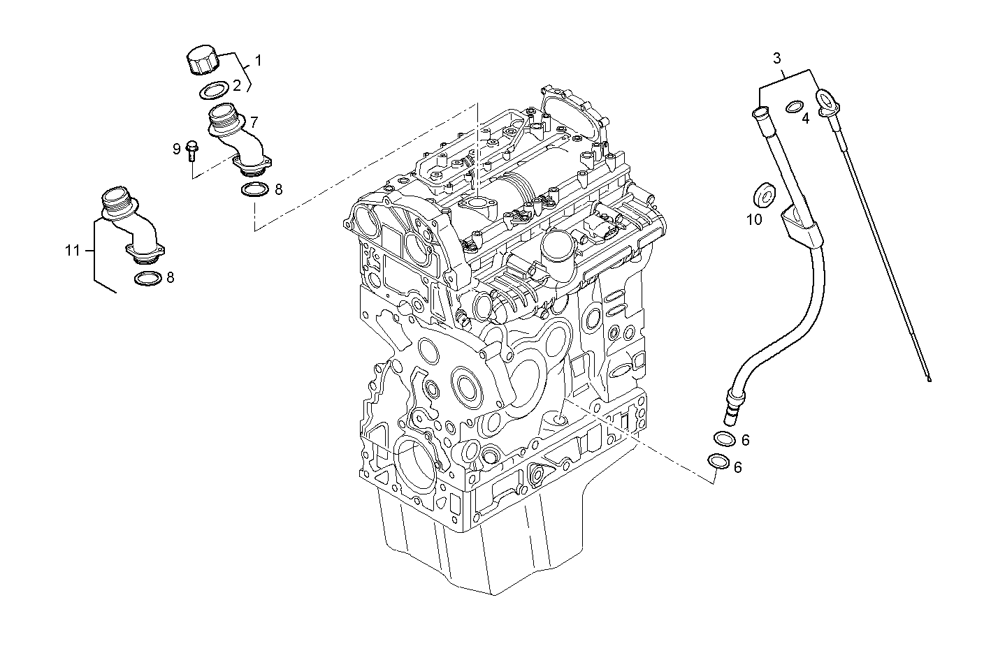 OIL DIPSTICK & FILLER PIPE - F1AE0481G*A001 SOFIM HPI 2.3L - EURO 4 parts diagram