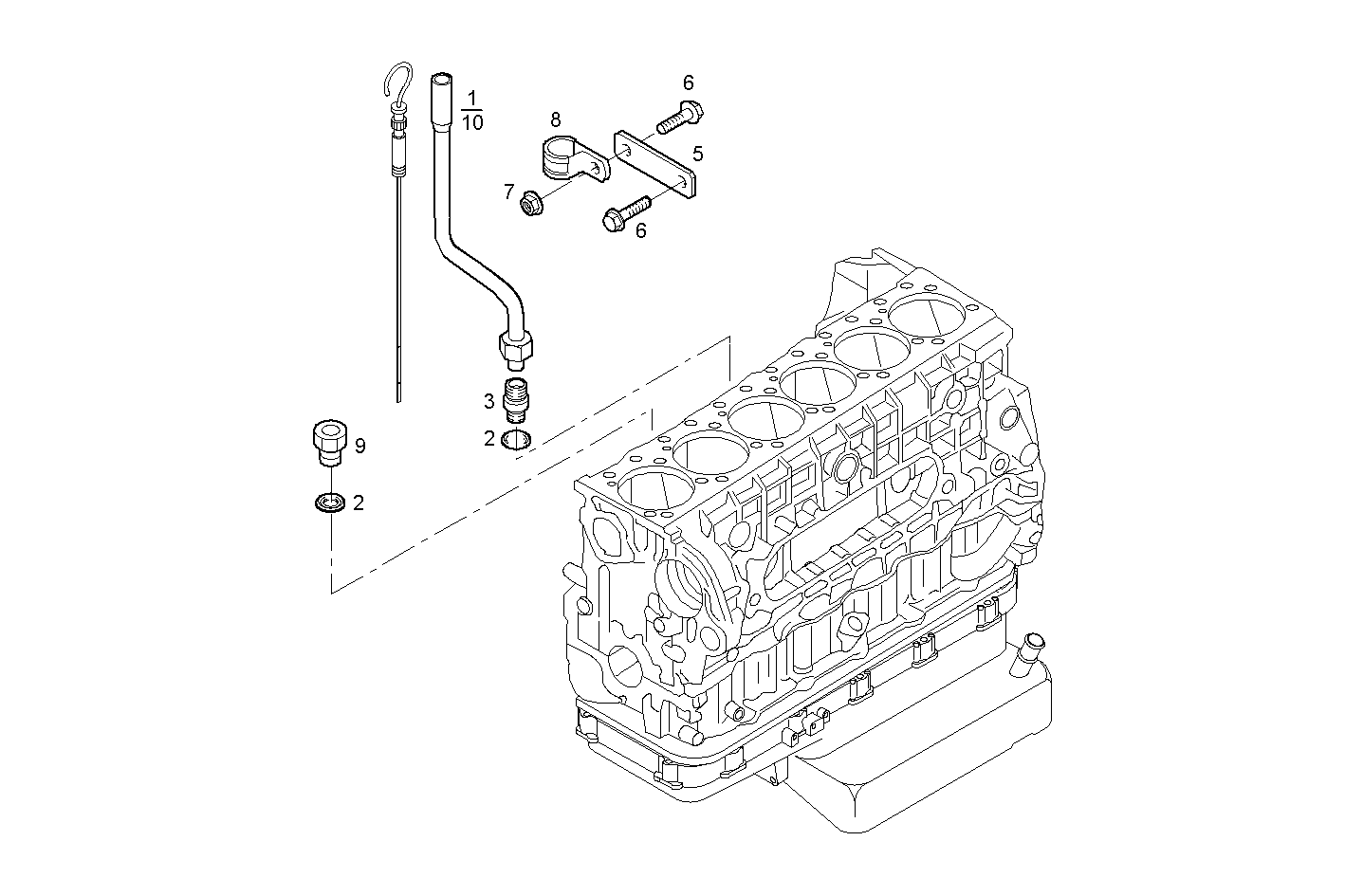OIL DIPSTICK PIPE - F2BE0642A*A003 CURSOR 8 CNG parts diagram