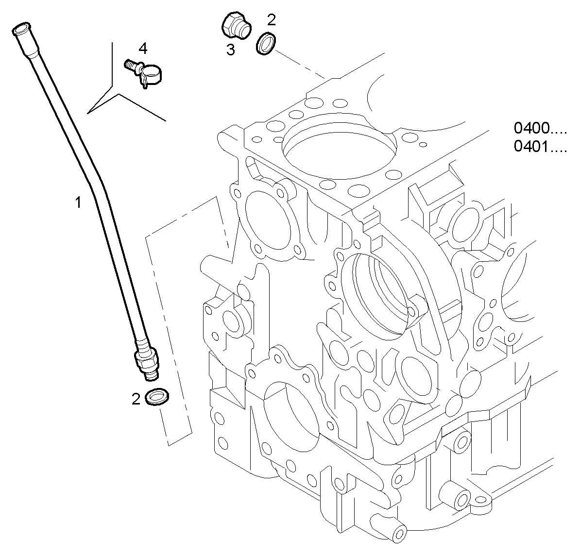 OIL DIPSTICK PIPE - F3BE0681M*B722 CURSOR 13 - EURO 3 parts diagram