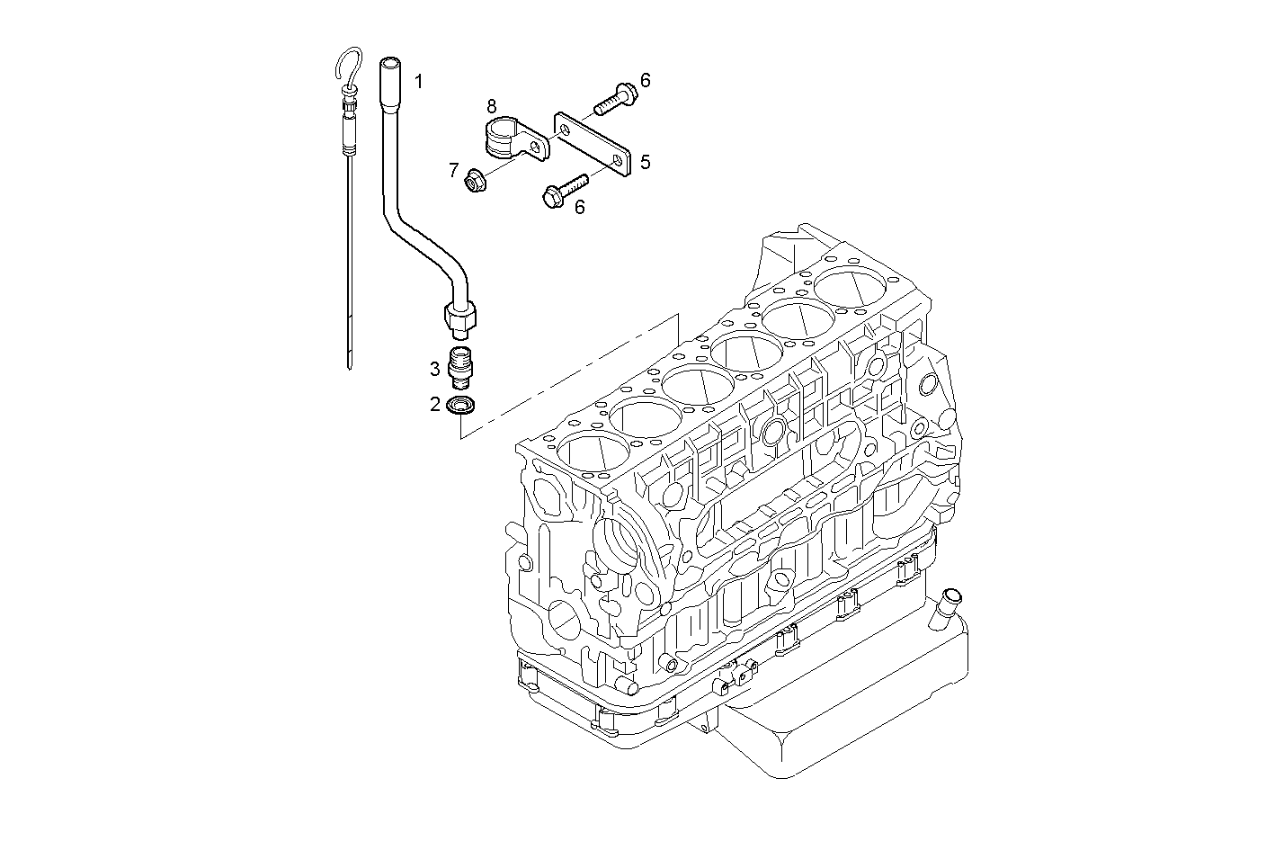 OIL DIPSTICK PIPE - F2BE0642A*A003 CURSOR 8 CNG parts diagram